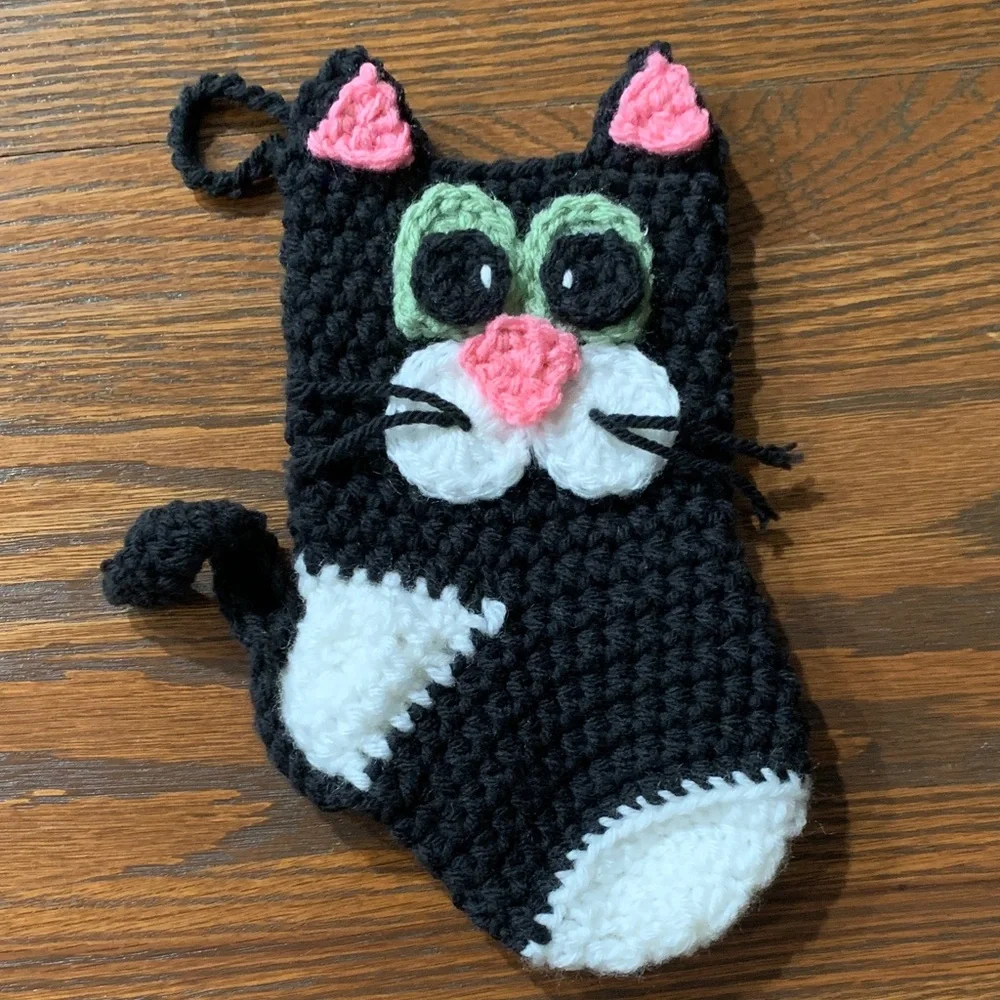 {Stocking} Charming Black & White Cat Stocking - Picture 2 of 6